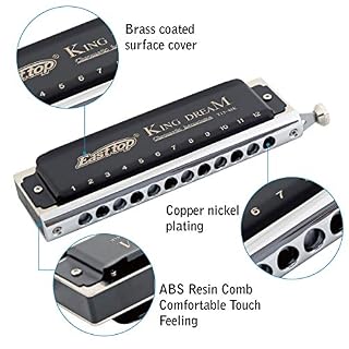 East top Harmonica chromatique professionnel 12 trous 48 tons en Do, harmonica chromatique 12 trous avec étui noir Top… - Les Beatles, Paul McCartney, John Lennon, RIngo Starr, George Harrison East top Harmonica chromatique professionnel 12 trous 48 tons en Do, harmonica chromatique 12 trous avec étui noir Top… – Image 2