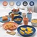 Wheat Straw Dinnerware Sets,64-Piece Black Plates and Bowls Sets for 8-Unbreakable,Reusable Plastic Dish Set-Dinner Plate/Dessert Plate/Cereal Bowl/Cup/Utensils-Microwavable Dishwasher Safe 64P-BLACK