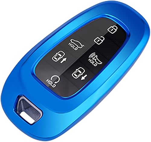 Miniatura 1 de Funda de TPU suave para llavero para Hyundai Sonata, Santa Fe Tucson, soporte remoto de entrada sin llave, cubierta protectora de piel (azul)