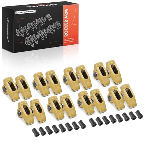 A-Premium 16Pcs Gold Aluminum Engine Roller Rocker Arms 1.7 Ratio, 7/16