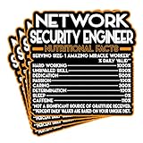(4Pcs) Network Security Engineer Vinyl Decal Sticker – Nutritional Facts Quote for Laptops, Water Bottles, Cars – Gift for Coworker, Office, Birthday, Christmas – Waterproof Vinyl Sticker