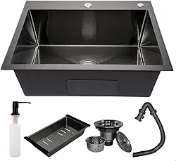Cuba Gourmet Quadrada de Cozinha 60x45 em Inox 304 Preto Escovado SOFTINOX para Pia de Embutir ou Sobrepor— Material Premium e Kit Completo com Dispenser, Válvula, Cesto Escorredor e Kit de Instalação