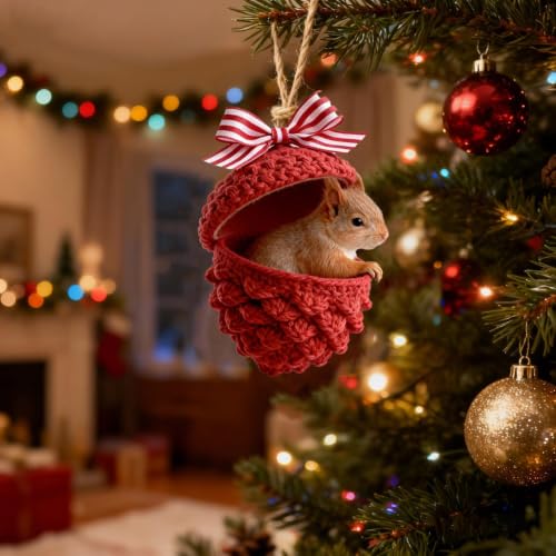 12 Pcs Animal Decor, Christmas Tree Ornament, Red Animal Acrylic Decor,A - image 6