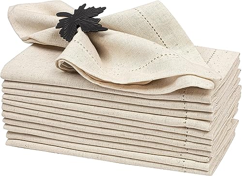Flax Linen Napkins Set of 12-18x18 Inch Reusable Cloth Dinner