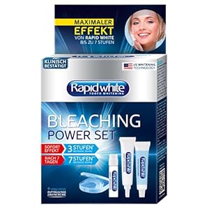 RAPID WHITE Bleaching Power Set, onmiddellijke tandbleekmiddel, zonder waterstofperoxide, voor maximaal 7 niveaus wittere tanden, bleektoepassing thuis, blauw, zilver, verpakking van 1 stuks