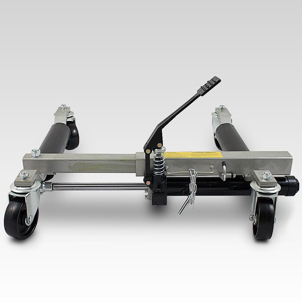 BITUXX 4 Stück PKW Rangierhilfe Rangierheber hydraulisch Wagenheber Auto Rangierroller Rangierheber belastbar bis 680 kg pro Rangierroller inklusive Transportständer