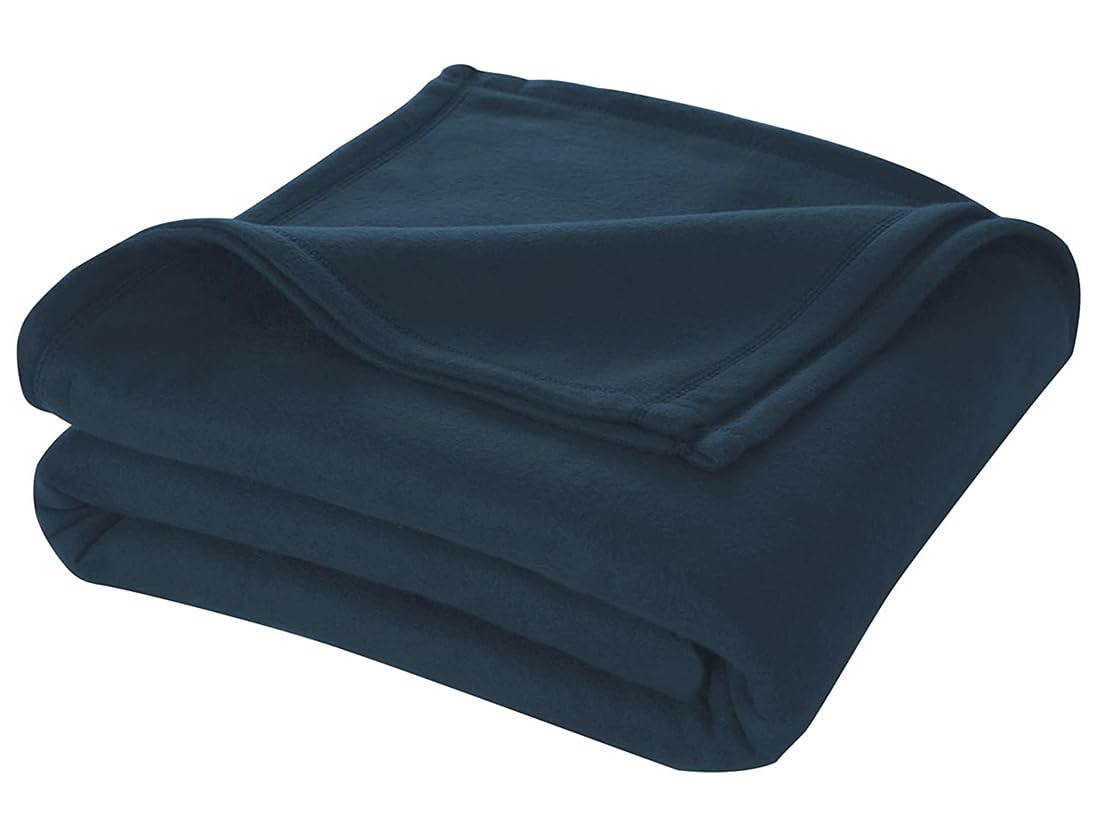 Cloth Fusion Polar Fleece AC Blanket for Winter Single Bed,Soft Woolen Blanket for Travel & Sleeping (60x90 Inches, Navy)