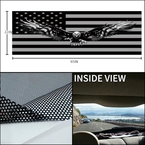 Image of Rear Window Decals for Trucks - 65x22 in Back Window Decals Fit Most Pickup Trucks SUV, Vinyl American Flag Back Window Decal for Car Personalized Decoration