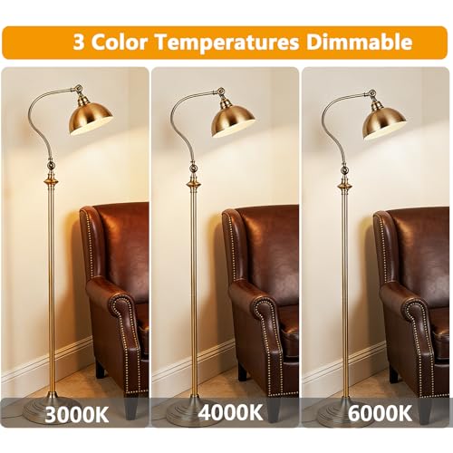 Lámpara de pie ajustable de 90° dorada para evitar la fatiga visual 6