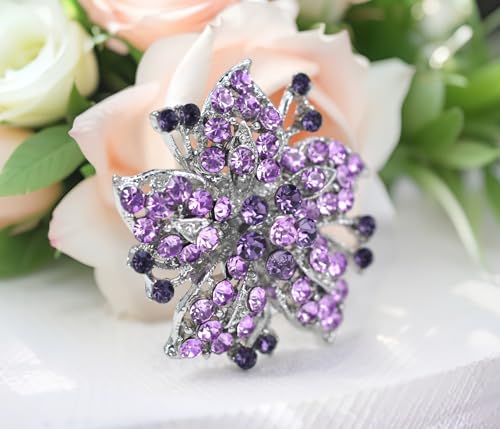 Image of Gyn&Joy Womens Crystal Rhinestones Lily Floral Wedding Flower Brooch Pins