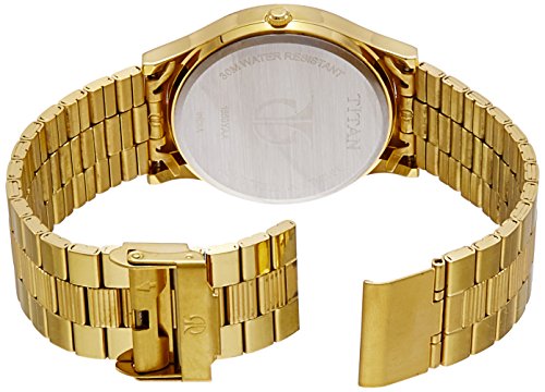 Image of Titan Quartz Analog With Day & Date Silver Dial Gold Stainless Steel Strap Watch for Men - NT1650YM03