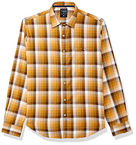 Image of blackberrys Men's Solid Slim Fit Shirt (US CH 622# Caramel Yellow ME 44)