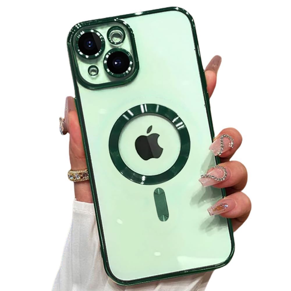 VONZEE Thermoplastic Polyurethane Electroplating Transparent Clear Logo Cover TPU Case For iPhone 15 Case 6.1 Inch,For Magsafe,Full Body&Individual Camera Protection For Each Lens For Men&Women(Green) VONZEE Thermoplastic Polyurethane Electroplating Transparent Clear Logo Cover TPU Case For iPhone 15 Case 6.1 Inch,For Magsafe,Full Body&Individual Camera Protection For Each Lens For Men&Women(Green)