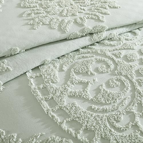Image of Beatrice Home Fashions Medallion King Cotton Chenille Bedspread, Sage