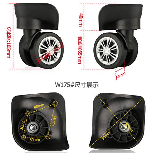 Luggage Wheels Replacement, (Set of a Pair) 360 Degree Swivel Luggage Mute Wheel Suitcase Replacement Repair Wheels Parts Spinner, Black2