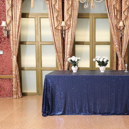 Eternal Beauty Sequin Tablecloths Rectangle Navy Blue 152 x 305 cm wedding Halloween Chrismas Party Banquet New Year’s Day - Image 3