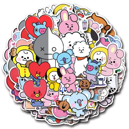 BTS - Lote de 55 pegatinas de vinilo impermeable BT21 para ordenador portátil,...