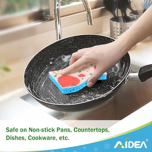 Image of AIDEA Sponges Kitchen, Non-Scratch Scrub Sponge-24Count, Sponges for Non-Stick Cookware, Cellulose Sponge for Dishes, Cleans Fast Without Scratching, Cleaning Power for Kitchen, Bathroom, Household