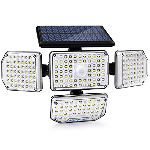 morpilot Solar Lights Outdoor, 214LED 1500lM Wireless Motion Sensor Solar Security Light, 360°Wide Angle Illumination, IP65 Waterproof LED Flood Lights for Garden Fence Yard Patio Garage