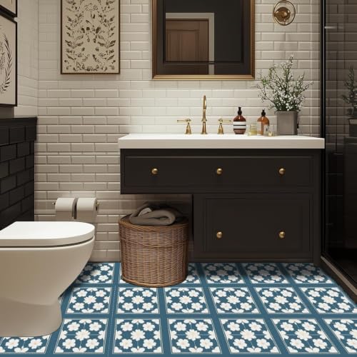 Image of Moroccan Tile Stickers | Waterproof Self Adhesive Peel & Stick Tile Decals for Kitchen Backsplash, Bathroom Wall, Floor, Furniture & Glass (6x6 Inch, Design 4, 40 Pic)