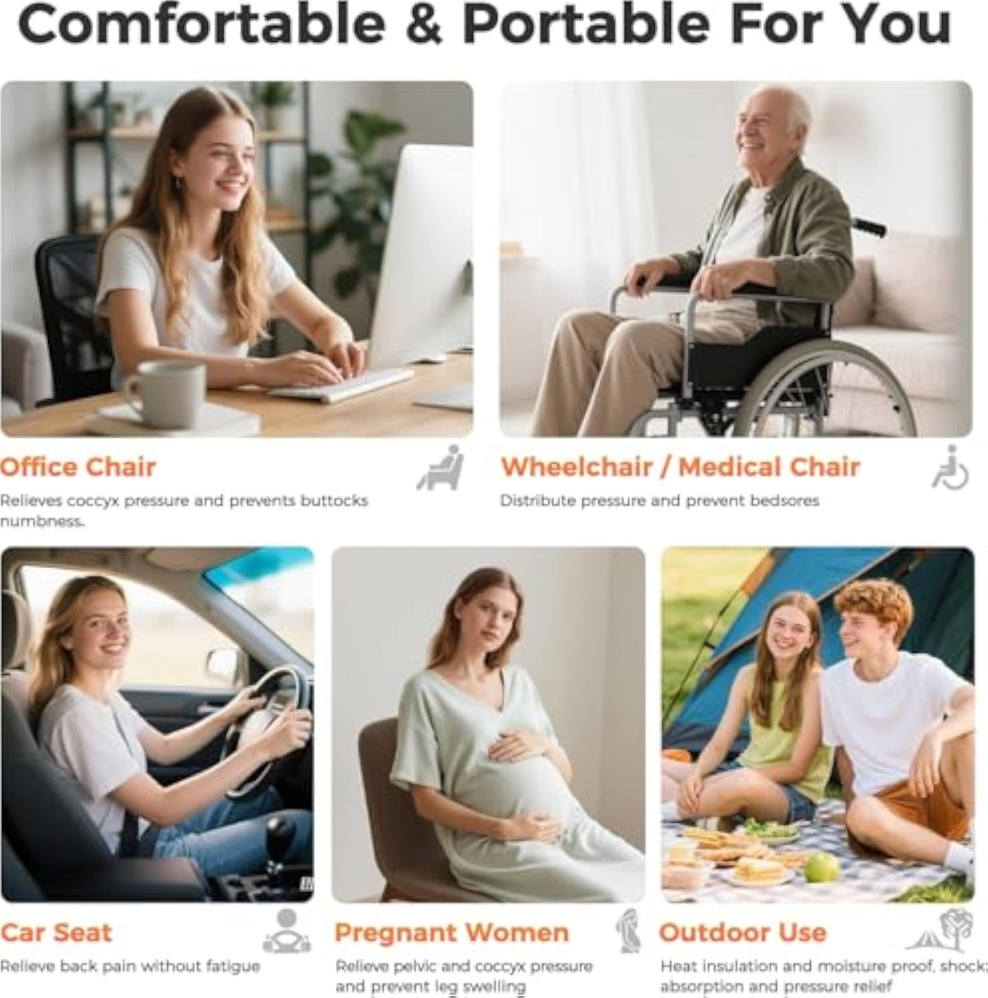 Travel Inflatable Seat Cushion, Adjustable Airplane Pad