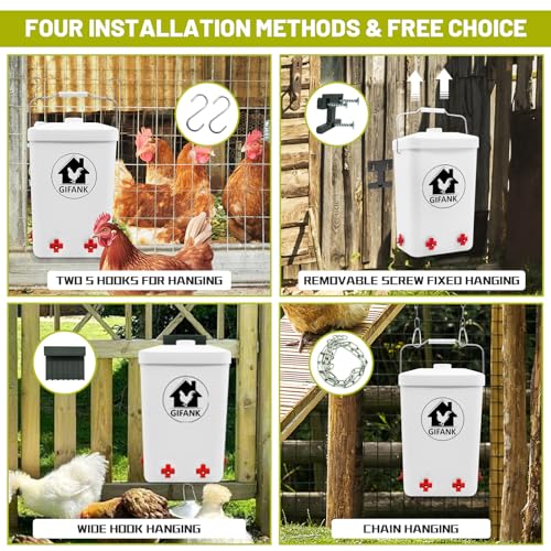 Chicken Feeder and Waterer Set,3 Gallon Automatic Chicken Feeder No Waste,Hanging Poultry Waterer Feeder Kit with Chicken Waterer Nipples and Feeding Ports,Chicken Coop Accessories - Image 6