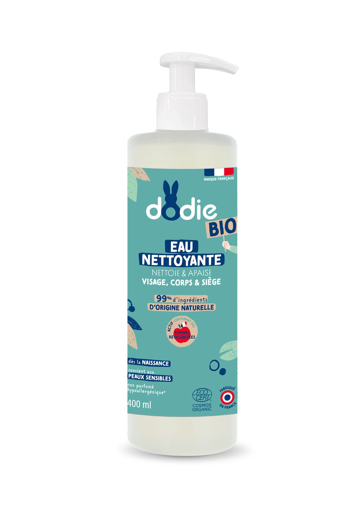 DODIE Eau Nettoyante Bio - visage, corps et siège - dès la naissance - 400mL