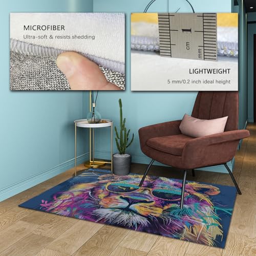 Tapis de salon graffiti art moderne lion chambre 140x200cm - 6