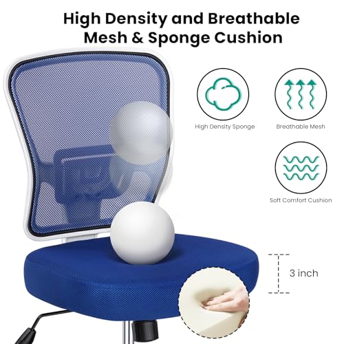Image of Armless Drafting Chair Tall Office Chair for Standing Desk - Adjustable Height Mesh Ergonomic Stool with Foot Ring, Rolling Counter Height Computer Chair for Small Spaces & Home Office