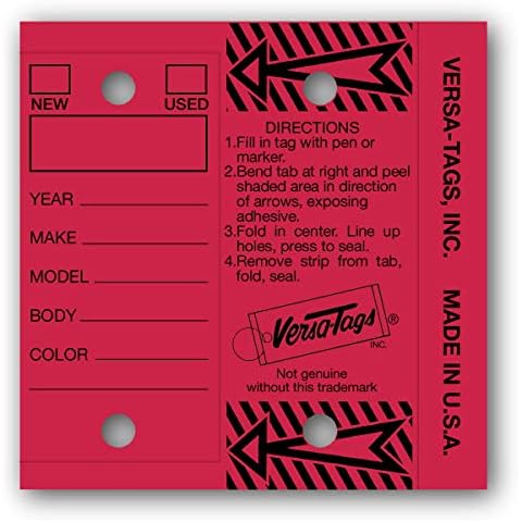 Versa-Tags Genuine Key Tags - Half-Pack - 125 Key Tags & Key Rings (Red) Cover