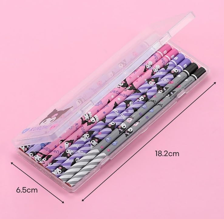 Cute Pencils with Case, B Round Pencils, 8 Count (Pink)