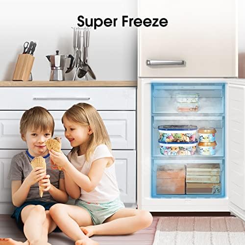 Hisense RB390N4RYDUK Retro Freestanding Fridge Freezer, Bright Beige