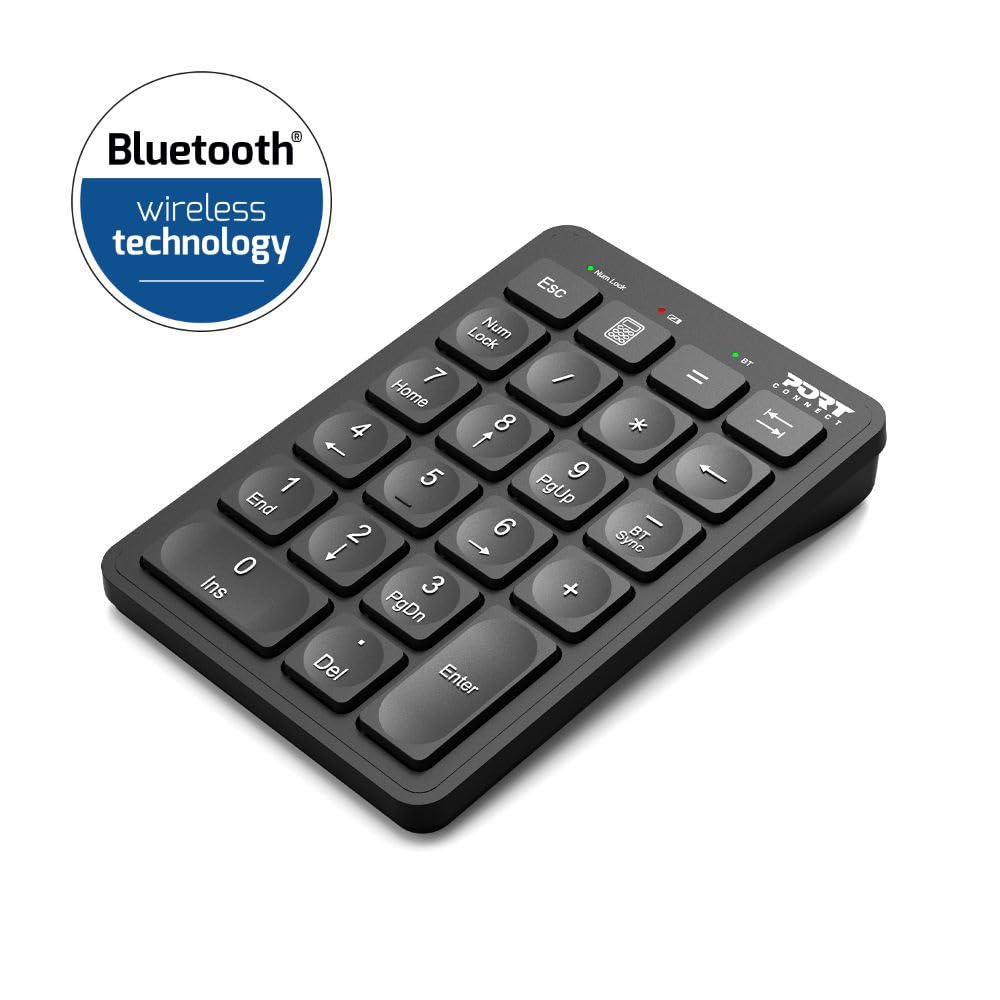 Port Connect pavé numérique pc Bluetooth Rechargeable USB-c Slim Noir
