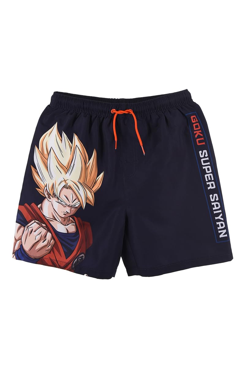 Dragon Ball Z Bañador para Niño, Super Saiyan Bermudas Shorts de Baño, Bañador de Natación Infantil, Tallas 8 a 14 Años