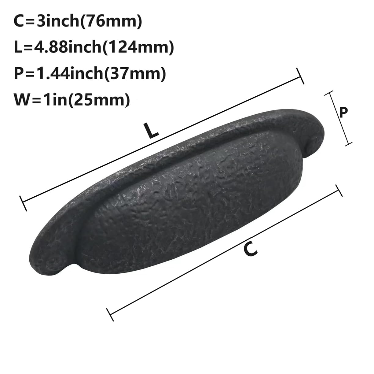 KHTUMEWARE-292 Antique Iron Cabinet Pulls CTC 3 in (76 mm) 2-Pack in Antique Iron — KHTUMEWARE