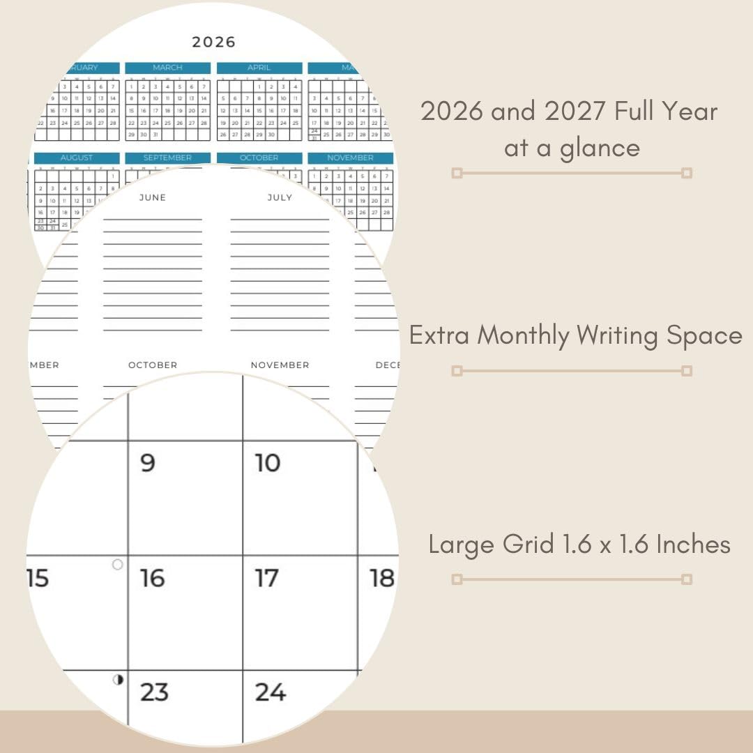 Juli 2025 - Dezember 2026 Europa-Wandkalender 18 Monate | 30,5 x 61 cm geöffnet | Geschenkreisekalender 2026 | Dickes und stabiles Papier zum Organisieren und Planen | Pacific Waters Press
