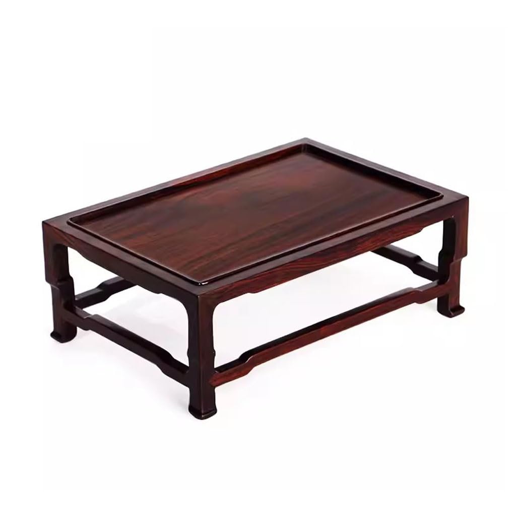 MPOPO Bonsai Pedestal Solid Wood Jade Ornament Base Rectangular Flowerpot Chinese Buddha Statue Teapot Tea Cup Holder Vase Display Stands Pedestal Base