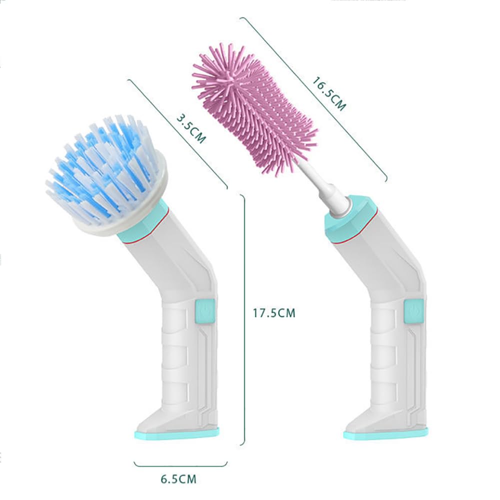 TsoLay Spazzola Pulisci Scarpe Elettrica, Lucida Scarpe 2 Pezzi, Kit Lucida Scarpe Portatile con 2 Testine Sostituibili, Pulizia a Tutto Tondo, Design Impermeabile IPX7, per Bagno, Cucina, Pavimento