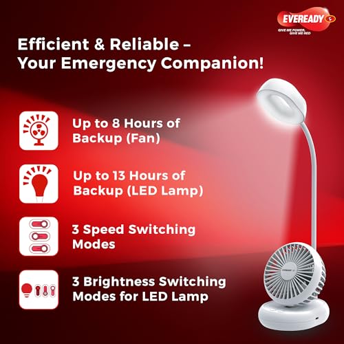 Image of Eveready FE06 Everflo Aries Rechargeable Fan, White