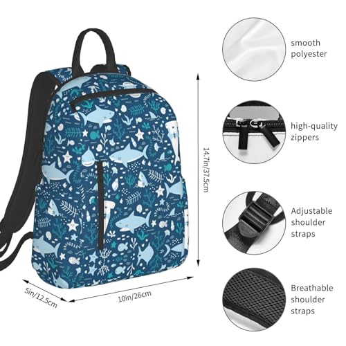 Sac à dos ordinateur portable léger décontracté joli poisson bleu