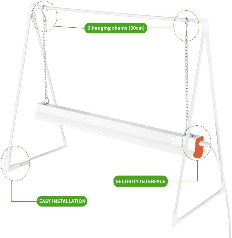 10W Grow Light Stand Kit for Indoor Plants, 2ft Plant Grow Rack with Full Spectrum, Enhanced Red Light for Flowering, Height Adjustable Iron Bracket, on and Off Switch
