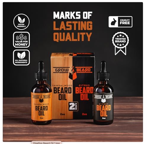 Beard Oil For Men, Beard Growth Oil, Beard Care, Best Beard Oil, All Natural, Sandalwood & Citrus Scent, Mens Gifts (2 Pack Of 2 oz) - Image 3