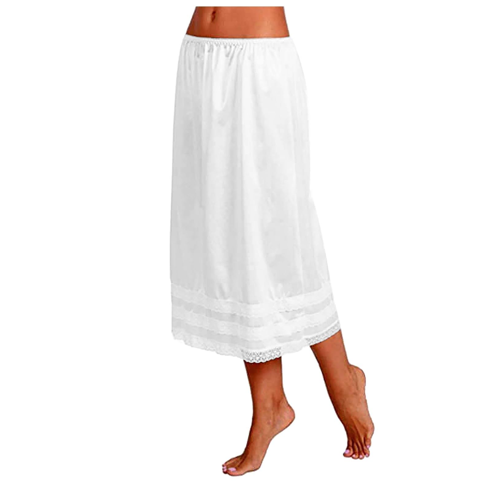 Donne Mezze Slip Sottogonna Abito Estensione Bordo in Pizzo Lunghezza al Ginocchio Gonna Corta