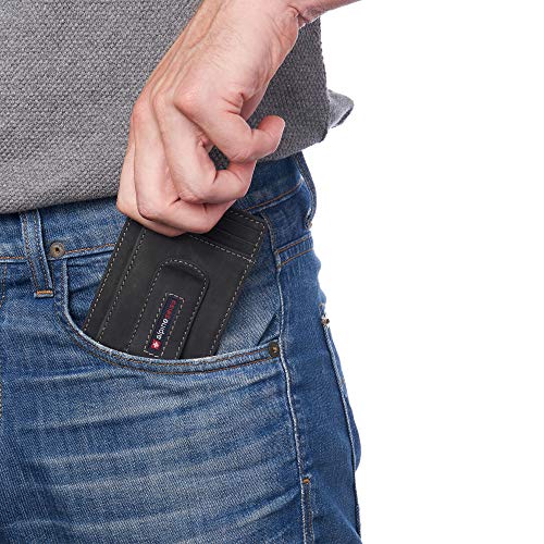 Image of Alpine Swiss RFID Dermot Money Clip Front Pocket Wallet For Men Leather Hampton Collection Nubuck Black