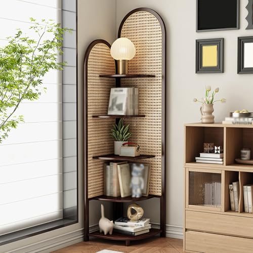 Dexinhdh 5-stöckiges Eckregal Aus Rattan, Mehrstöckiger...