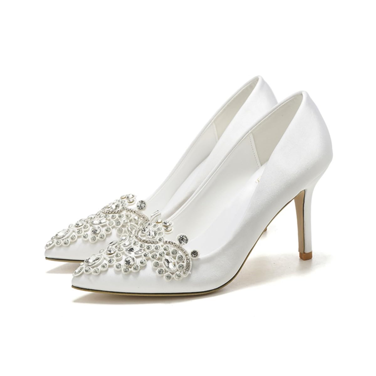 Scarpe con Tacco Alto da Sposa Chiuse con Strass e Suola in Gomma Antiscivolo,Modèle HD168-70