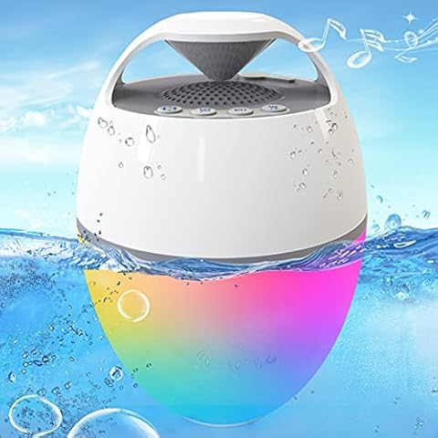 Blufree Floating Pool Speaker with Lights, Portable Bluetooth Pool Speakers IP68 Waterproof Hot Tub Speaker for Outdoor Pool Sports Home Party, Louder Volume, Rich Bass, Mic, 82 ft Wireless Range Cover
