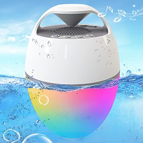 Blufree Floating Pool Speaker With Lights, Portable Bluetooth IP68 Waterproof Hot Tub Speaker for Outdoor Sports Home Party, Louder Volume, Rich Bass, Mic, 82 ft Wireless Range