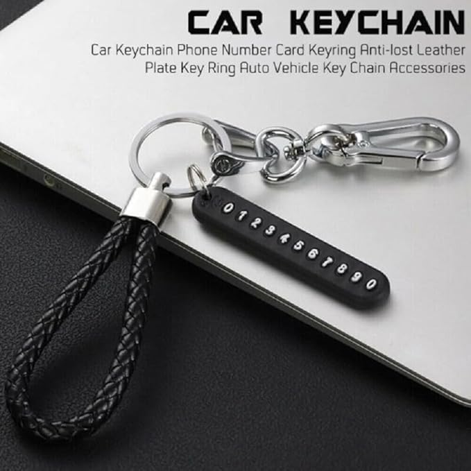 Image of Anti-Lost Car Keychains with Phone Number Pendant, Phone Number Digital Sign, Heavy Duty Universal Car Keychain, Durable and Anti-Lost Accessories for Men and Women