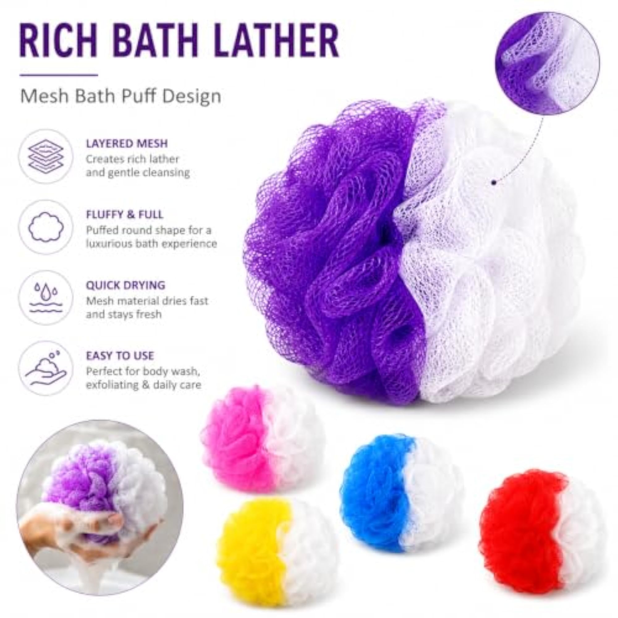 Large Nylon Extra Soft Body Wash Loofah Scrub, 1 Piece